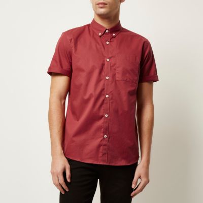 Red twill short sleeve shirt